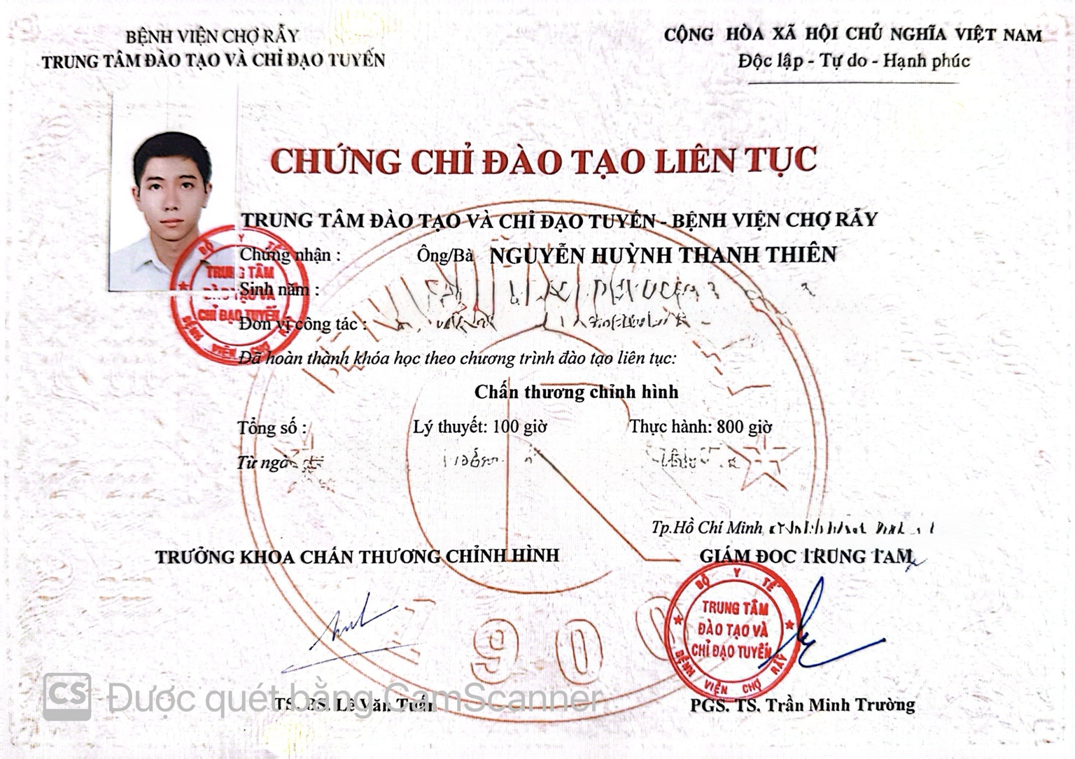 Chứng chỉ đào tạo liên tục Chấn thương chỉnh hình tại Bệnh viện Chợ Rẫy